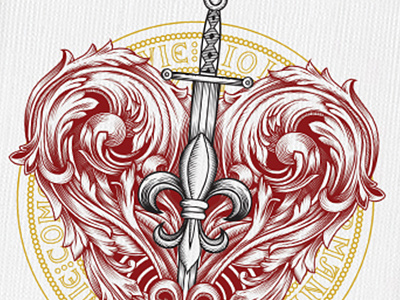 Magna Carta Ace of Hearts ace designer playing cards fleur de lis flourish heart illustration ink luxury playing cards magna carta medieval seasons playing cards sword