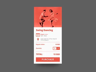 Dance Event Box dance ecommerce event music purchase ticket ui ux