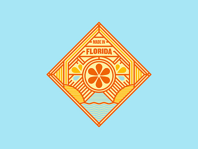 Florida Sticker/Badge badge diamond florida icon line orange patch pattern shirt sticker sun water
