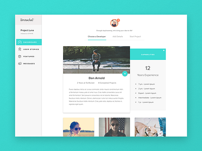 Dasboard WIP clean dashboard minimal monochromatic notification teal user web