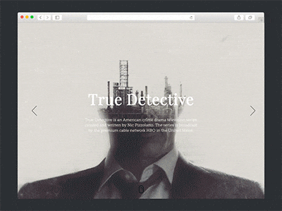 Slideshow prototype carousel gallery hero area image gallery next portfolio previous slider slideshow true detective