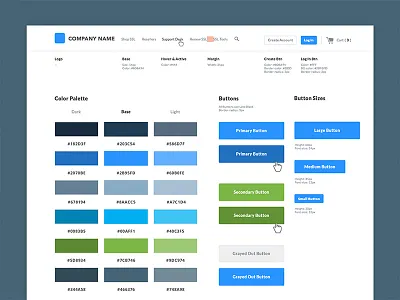 Style Guide buttons color grid navigation style style guide ui ui kit web design