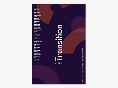 Transition Poster 2015 brand branding conference design event gradient illustration indigo lines logo moire new york orange pattern percolate poster speakers stationery transition vertical