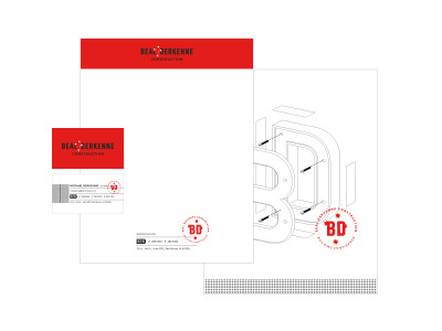 BD business card collateral construction envelope letterhead pattern red seal stamp star stars