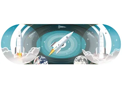 Space Banner "From the Earth to the Moon" design earth fusée illustration illustrator cc jules verne moon numerique rocket space trip vector