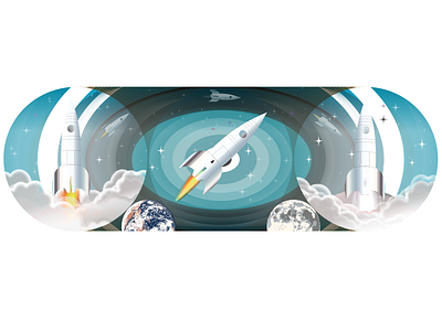 Space Banner "From the Earth to the Moon" design earth fusée illustration illustrator cc jules verne moon numerique rocket space trip vector