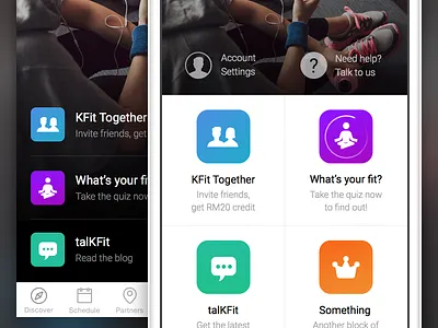 More fit friends grid icons ios list mobile ui ux