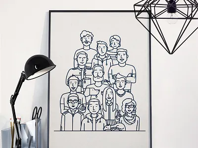 Team of Twelve character illustration line people