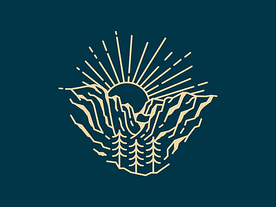 Mountain Sunrise adventure forest icon illustration line logo mountain nature sun