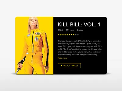 Movie Card black card movie play trailer ui watch widget yellow