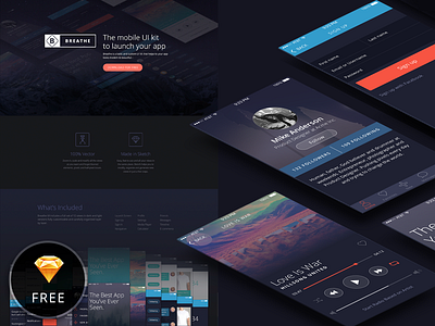 Breathe is out! clean flat freebie ios iphone mobile sketch ui ui kit ux web design