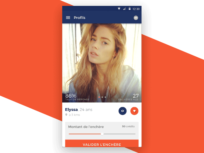 Principle - Photo blur onScroll and ScrollUp interactions android app date dating interaction photo principle principleapp profile scroll slider