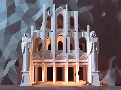 Desert Temple 3d blender faceted landscape low poly mountain polygon