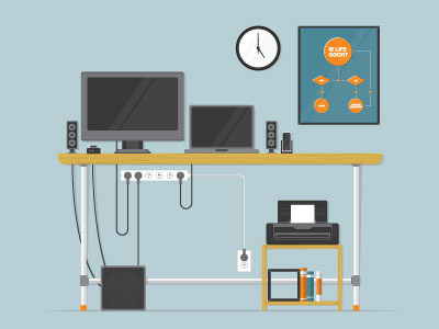 Workspace clock computer desk mac office poster printer