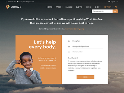 Contact Page Concept charity contact contact page donate web design