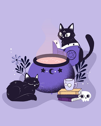 Cats brewing potions. aftereffects animation gifs illustration motiongraphics