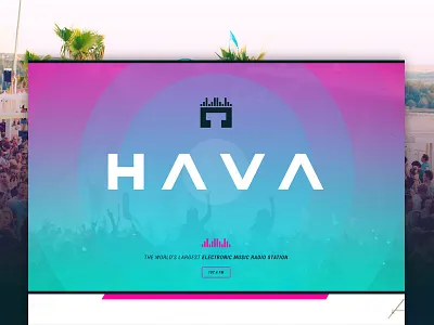 Hava - EDM Radio design edm headphones homepage landing music page pink radio web website www