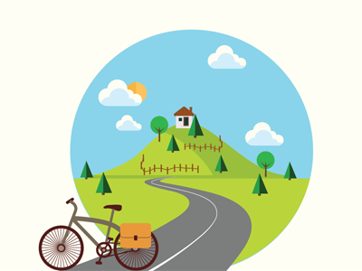 Bike ride bike ride country illustration sunrise trees