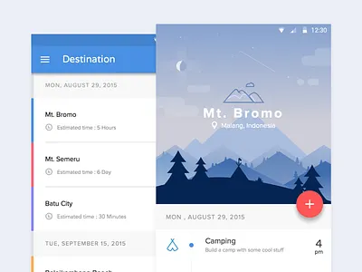 Malang Vacation App android app design illustrator material mobile mountain vacation
