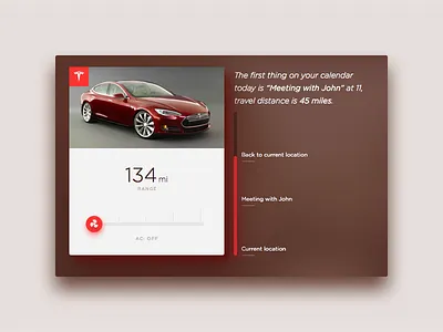 Tesla Calendar Integration calendar car chart range tesla ui ux