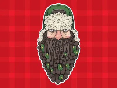 Mountain Dew Mountain Man beard birds drawing flannel illustration louisville mountain dew mountain man pencil robby davis soda