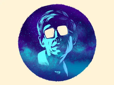 The Theory of Everything brush cosmic face glasses hawking icon illustration mind mnd portrait texture universe