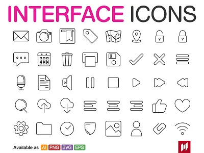 interface icons app clean icon interface line mobile sketch ui vector website