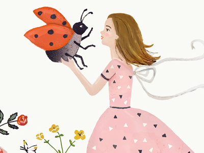My Pet The ladybug child garden girl ladybug pet pink tea rose