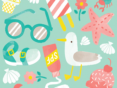 Day At The Beach beach cardnest illustration ocean stationery summer