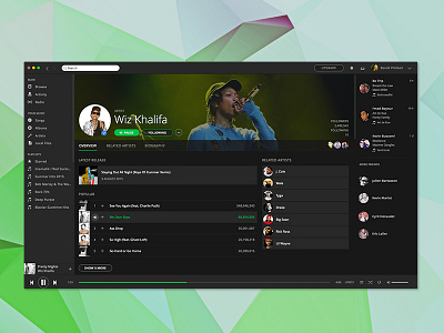 Free Sketch Spotify App Design app dark free freebie mac music playlist sketch songs spotify tracks