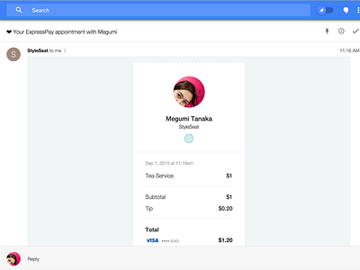 StyleSeat Receipt email payment receipt
