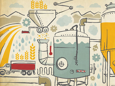 Brewsters Wall Graphic Illustration beer brewing calgary illustration truck wheat