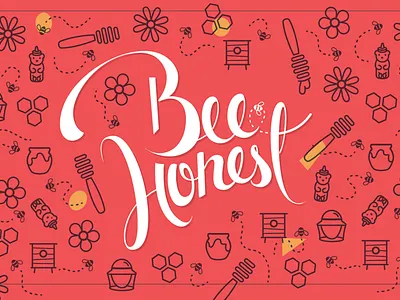 Bee Honest Logo bee calligraphy flower hive honey lettering logo word mark