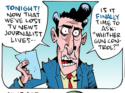 Whither gun control? cartoon editorial cartoon gun control nra pen and ink