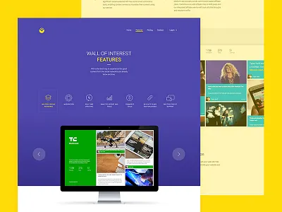 Wall of Interest Pages analytics app cool flat mobile responsive simple social wall