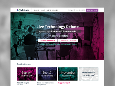 Tekfeuds Home debate landing page technology