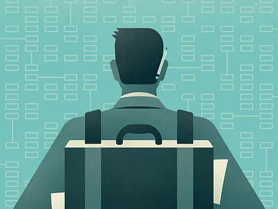 Learning on the Job backpack briefcase digital editorial illustration education future magazine technology