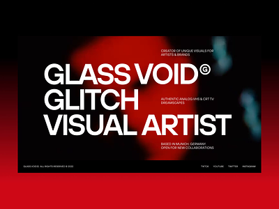 Glass Void Portfolio Website animation crt glitch glitch effect interaction interface minimalism motion graphics portfolio red transition typography ui ui design ux ux design vhs web webflow website