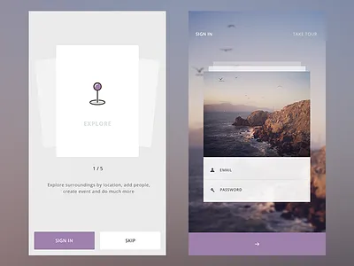 community app (mock up) app coachmark community signin social ui walkthrough