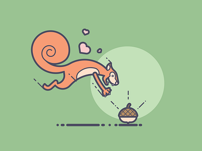 A Squirrel and his Nuts acorn excited hungry illustration jump leap line art love nut squirrel