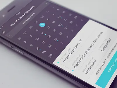 Calendar Select date app design arrival calendar date destination flight ios iphone app
