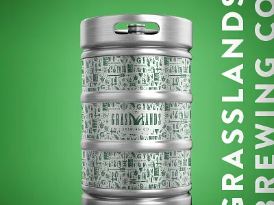 Grasslands Keg Bellywrap beer brewery craft design grasslands keg mockup pattern vector