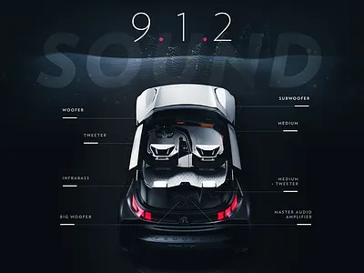 Peugeot™ Fractal - Sound System car clean design flat home interface minimal onepage peugeot ui ux webdesign