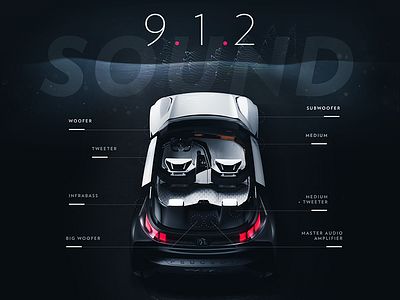 Peugeot™ Fractal - Sound System car clean design flat home interface minimal onepage peugeot ui ux webdesign