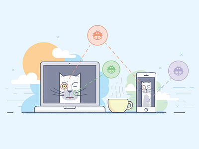 Debugging a cat artwork bug cat flat illustration qa style testing