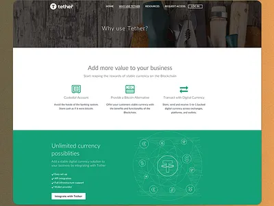 Tether Website bitcoin cryptocurrency uiux website