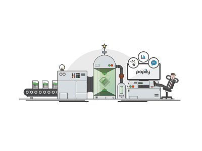 Popily illustration work branding data gif identity logo machine magic process sparkle spreadsheets
