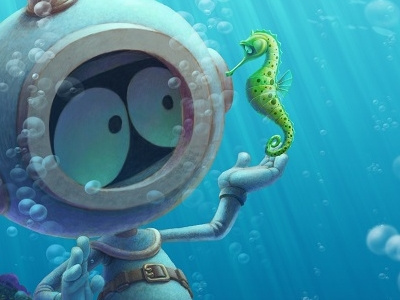 You don't say! character design diver illustration kvantik sea sea horse