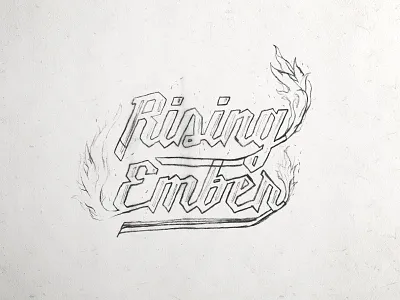 Rising Ember beer ember fire handlettered handmade ink lettering process rising sharp sketch type