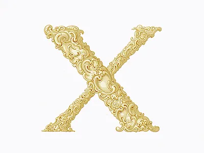 Fancy X Cap ... cap drop cap fancy initial ornamental typography vector graphic